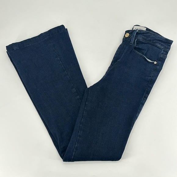 Frame Denim dark blue high rise flare size 1 “ the one flare”